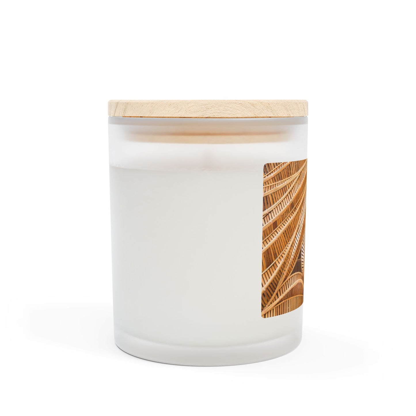 Frosted Glass Candle, 11oz - Natural Bamboo Spiral