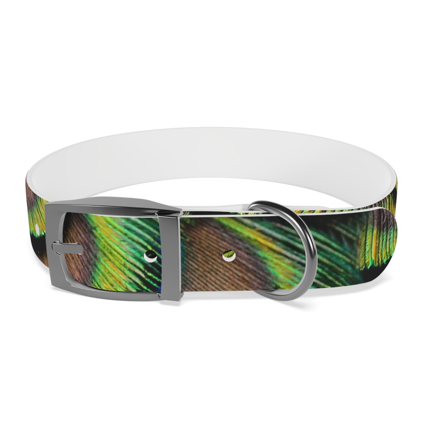 Dog Collar - Brilliant Green Peacock Feathers