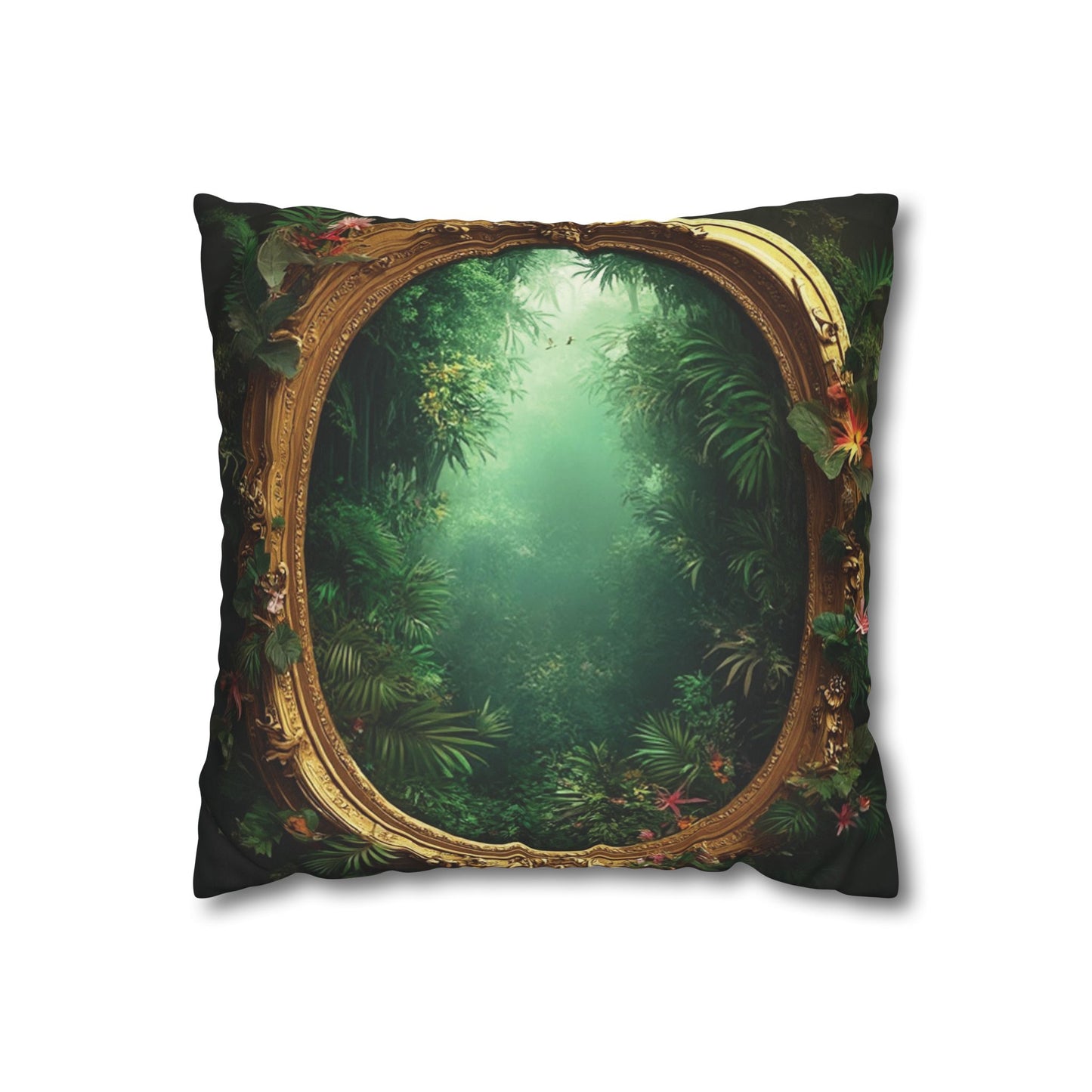 Faux Suede Square Pillowcase - Golden Portal to Paradise