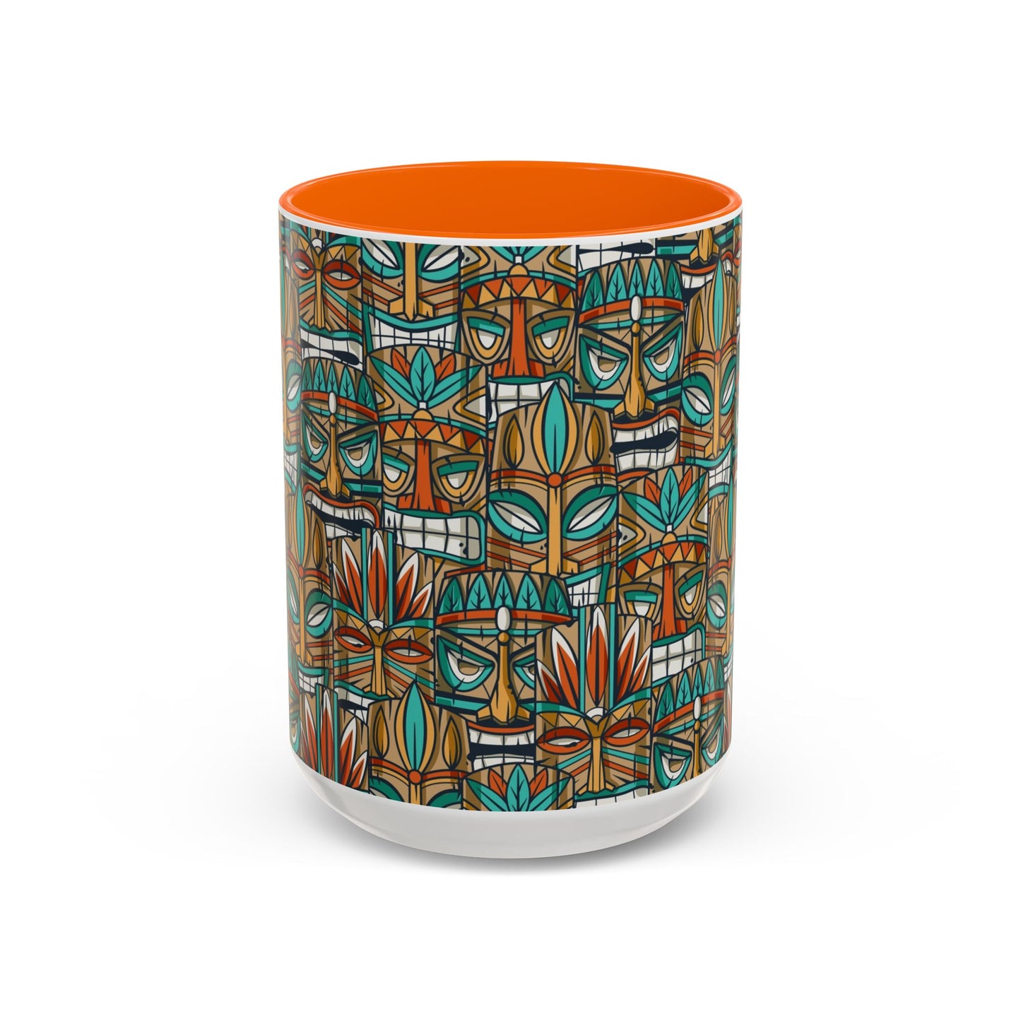 Accent Coffee Mug (11, 15oz), 8 Colors - Turquoise Tiki Party