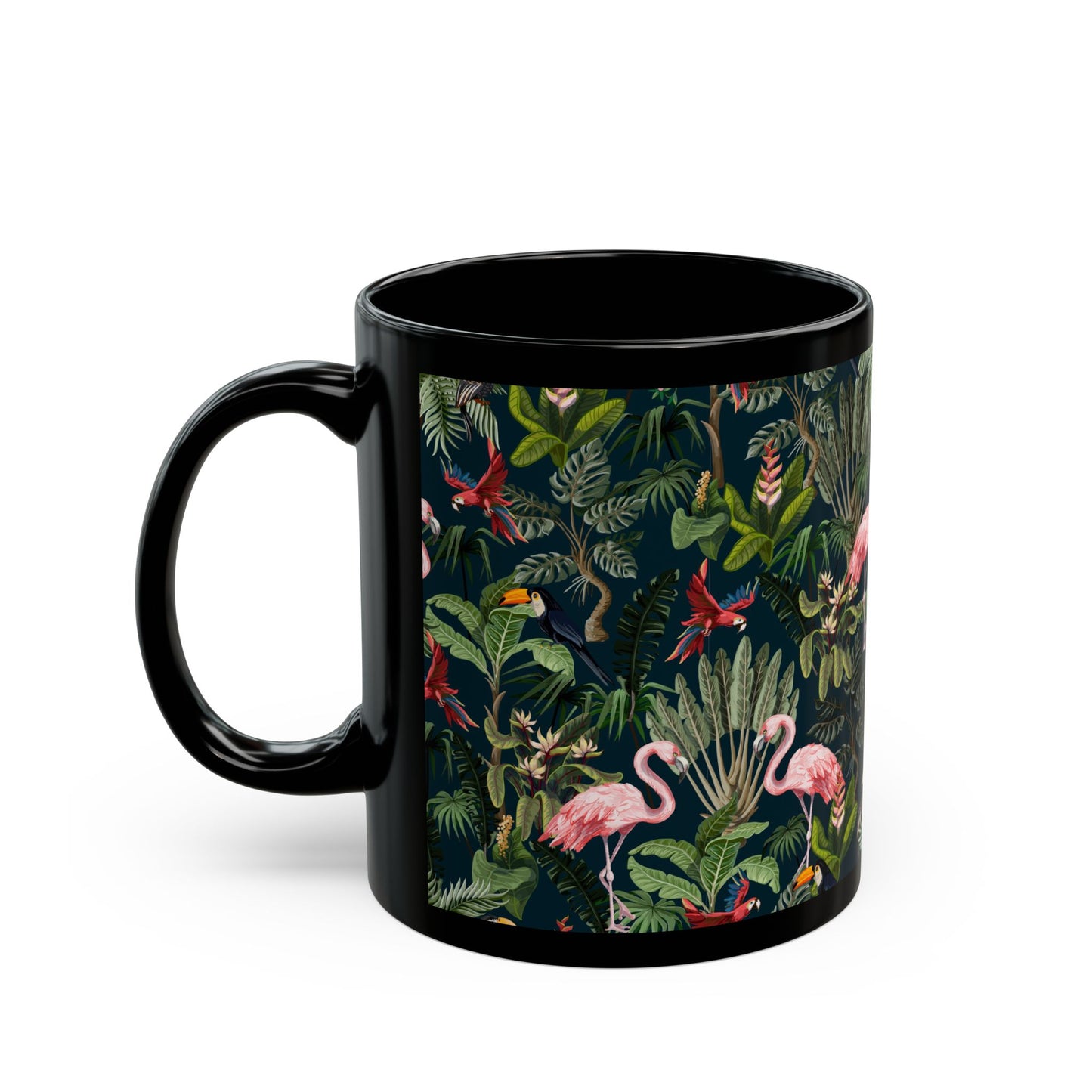 Midnight Rainforest Party Black Coffee Mug