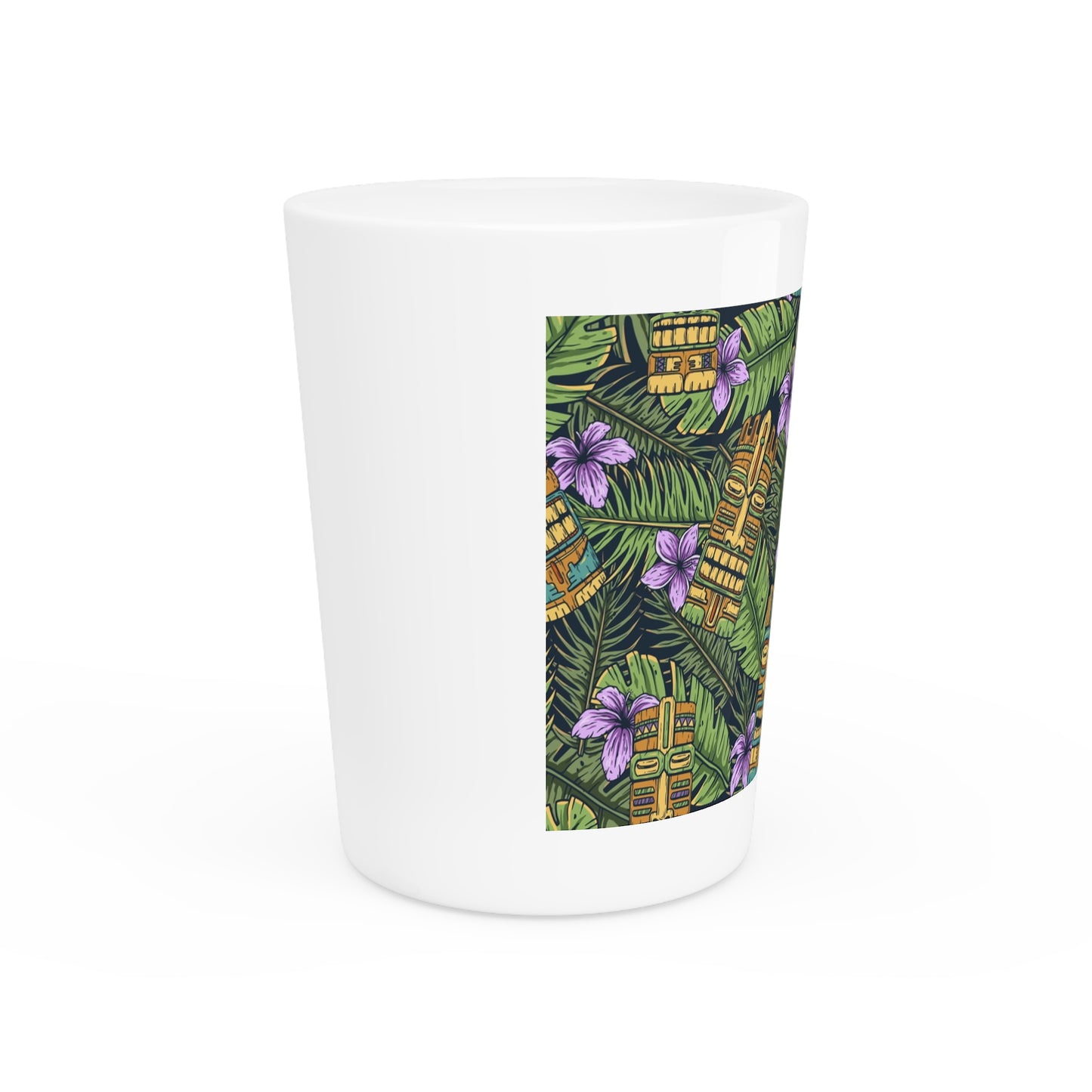 Ceramic Shot Glass - Tiki Purple Greenery