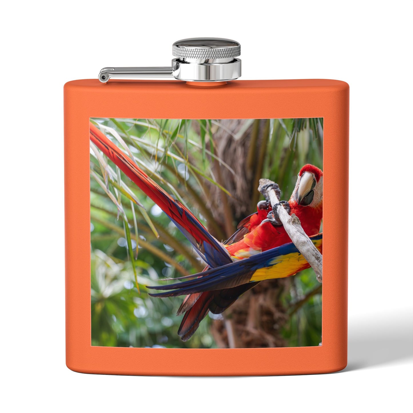 Tropical Stainless Steel 6 oz. Flask, Many Colors  – Perch Up! Parrot