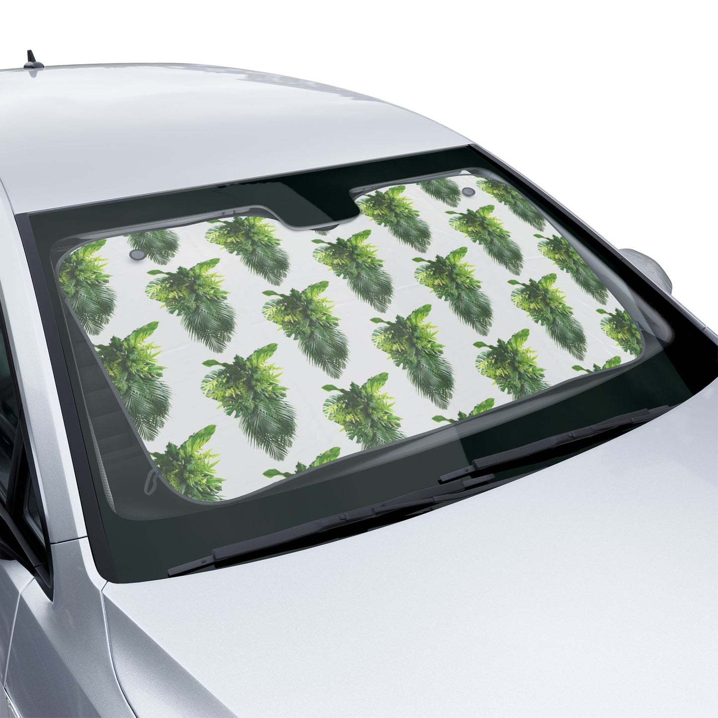 Tropical Car Sun Shades / Palm Fronds Cascade, white