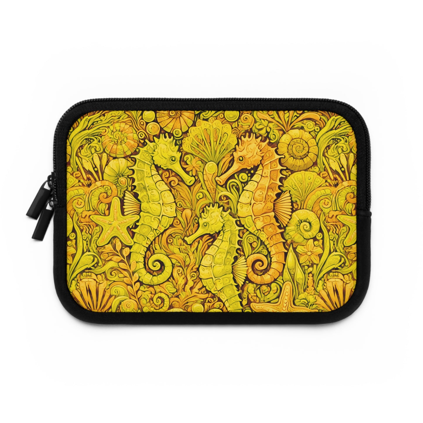 Tropical Laptop Sleeve, 5 Sizes - Perfect for Beach Lovers & Students / Seahorses, Yellow