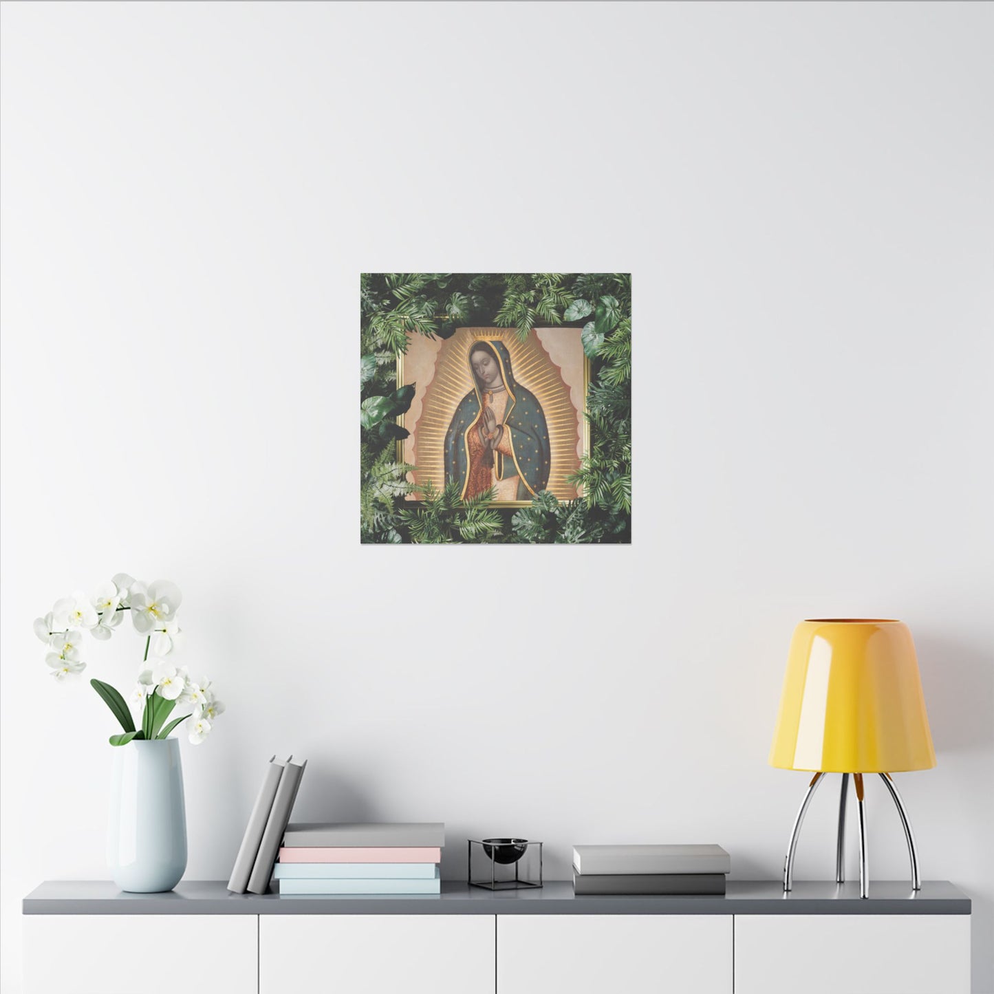 "Tropical Our Lady of Guadalupe" Religious Canvas Artwork - Stretched Canvas Print / Virgin Mary