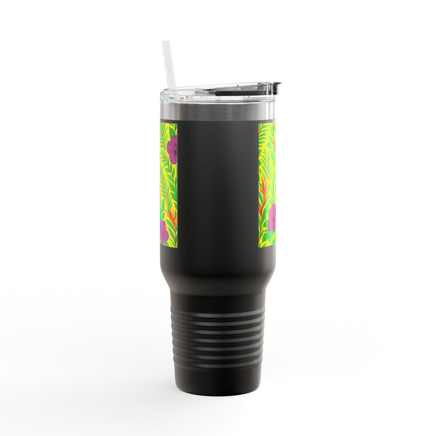 Midnight Flower Yellow Insulated Travel Mug - 40oz - Perfect for Outdoor Adventures