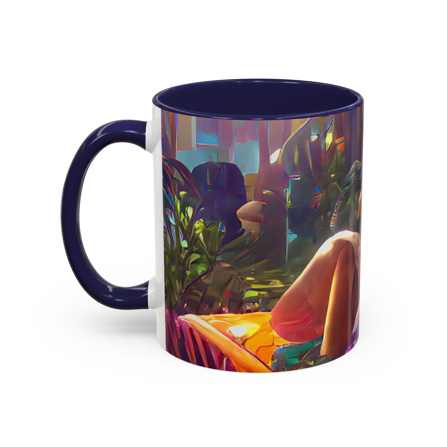 Accent Coffee Mug (11, 15oz) - Midnight Kiss in Tropical Garden