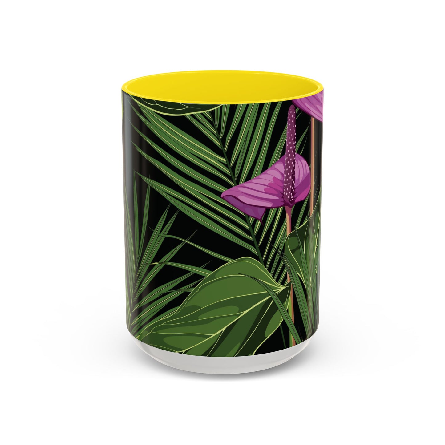 Accent Coffee Mug - Fun Tropical Drinkware for Flower Vibes /Anthurium and Palm