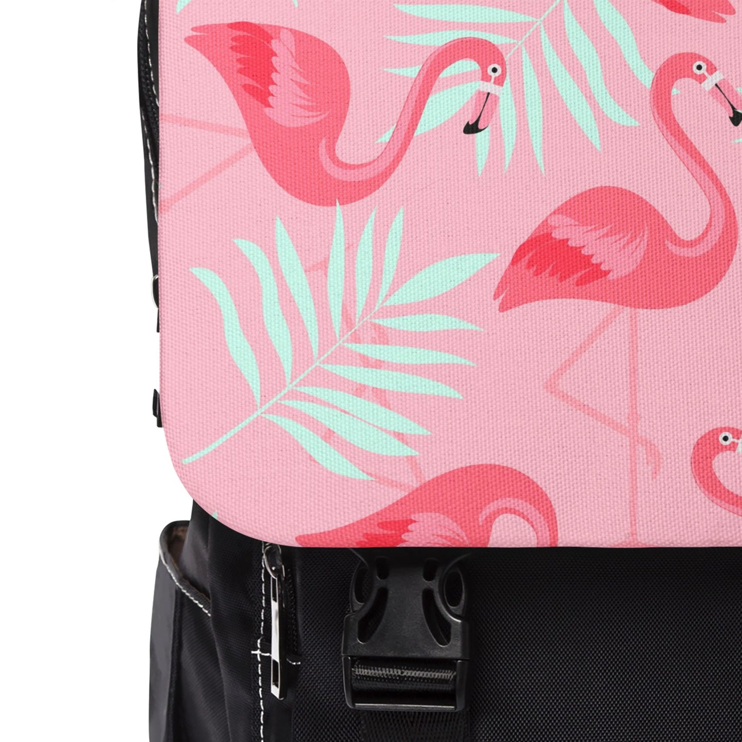 Tropical Casual Backpack - Perfect for Everyday Adventures / Flamingo and White Palms