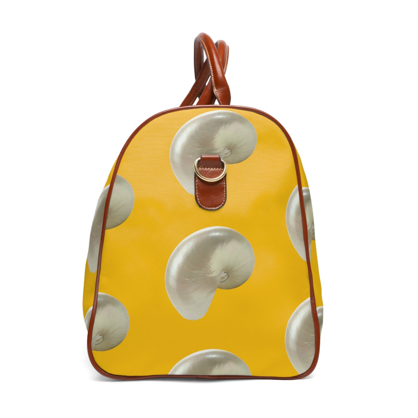 Tropical Waterproof Travel Bag - Perfect for Beach Getaways / Real White Nautilus Shells, Yellow
