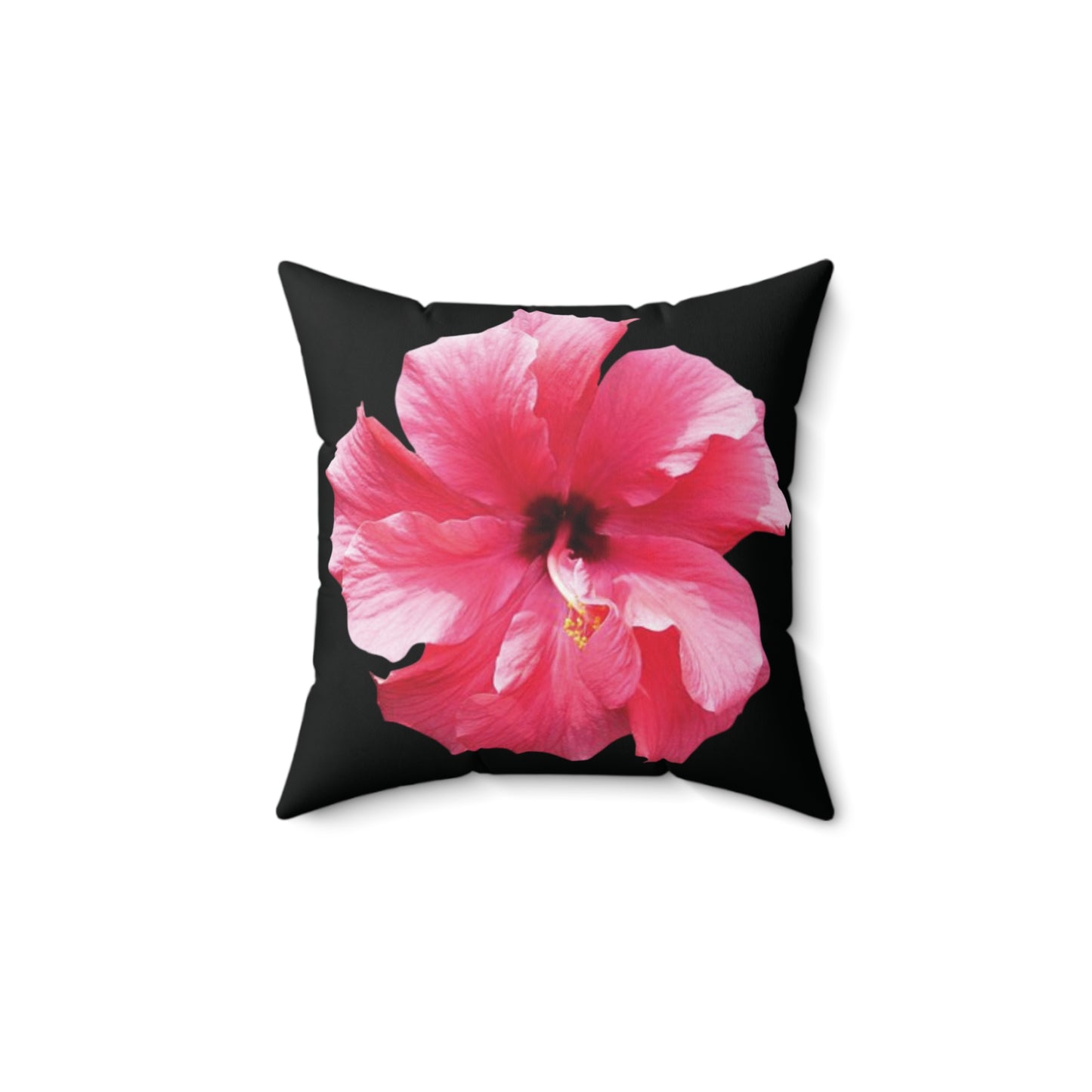 Decorative Pillow - Accent Cushion, 4 Sizes / Photo Pink Hibiscus, Black