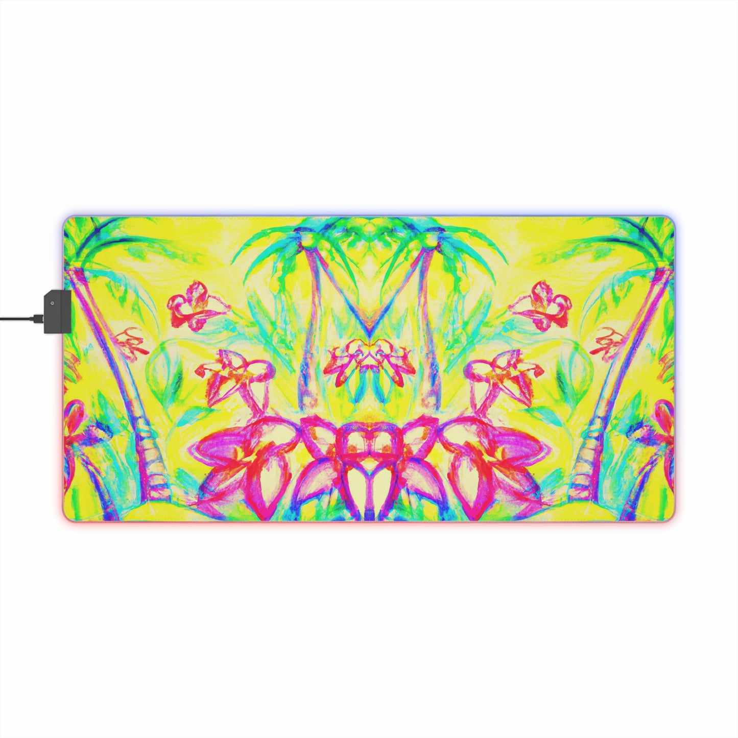 LED Gaming Mouse Pad With Vibrant RGB Lighting, 4 Sizes / Tropical Doodles, Yellow