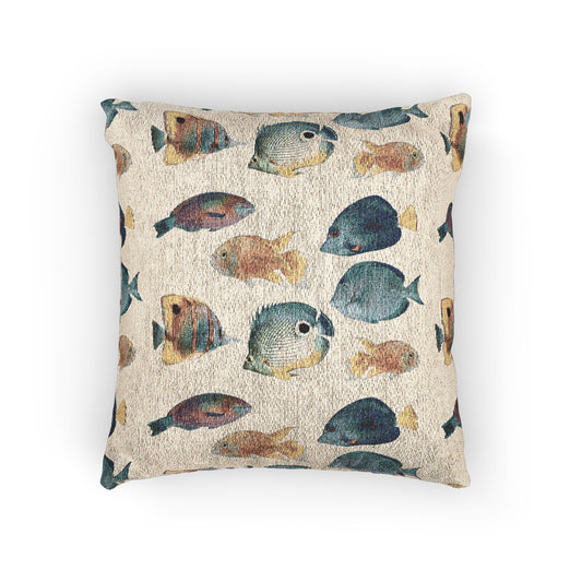 Woven Pillow, 17"W x 18"L ~ School of Fish