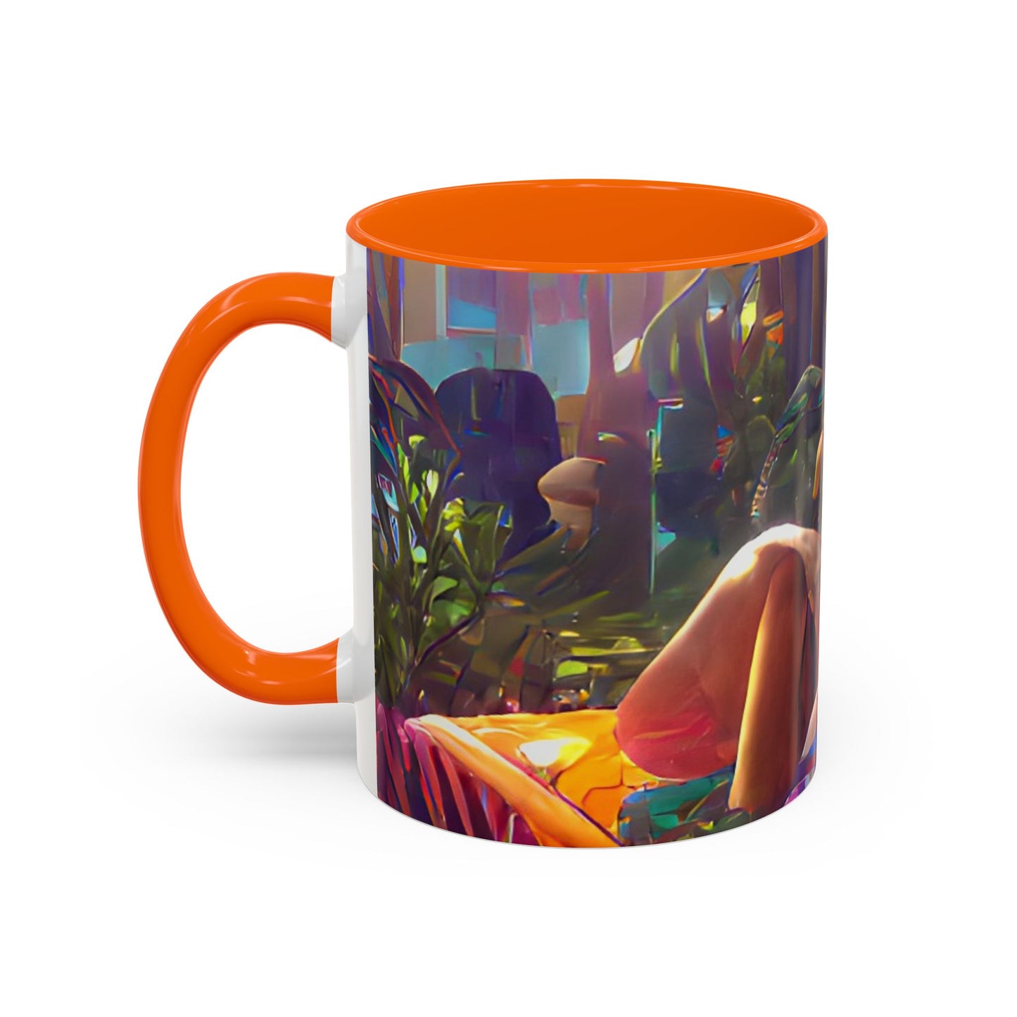 Accent Coffee Mug (11, 15oz) - Midnight Kiss in Tropical Garden