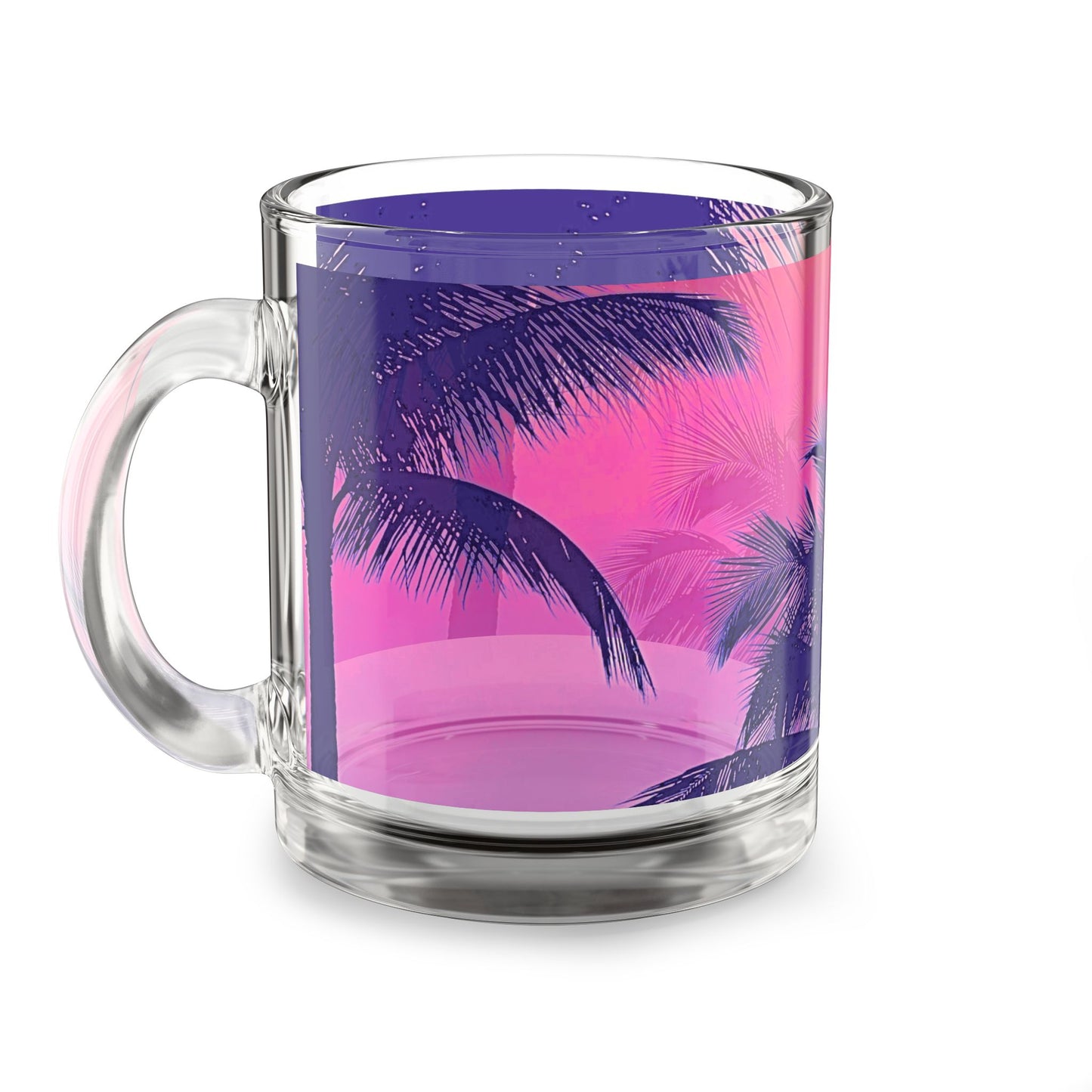 Tropical Glass Mug - 10oz Coffee Cup / Palm Glow Pop