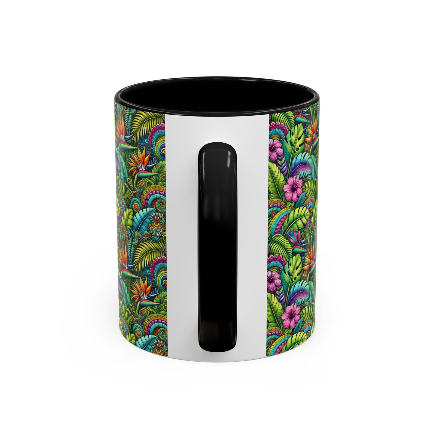Accent Color Coffee Mug (11, 15oz), Rainforest Blooms, Various Colors