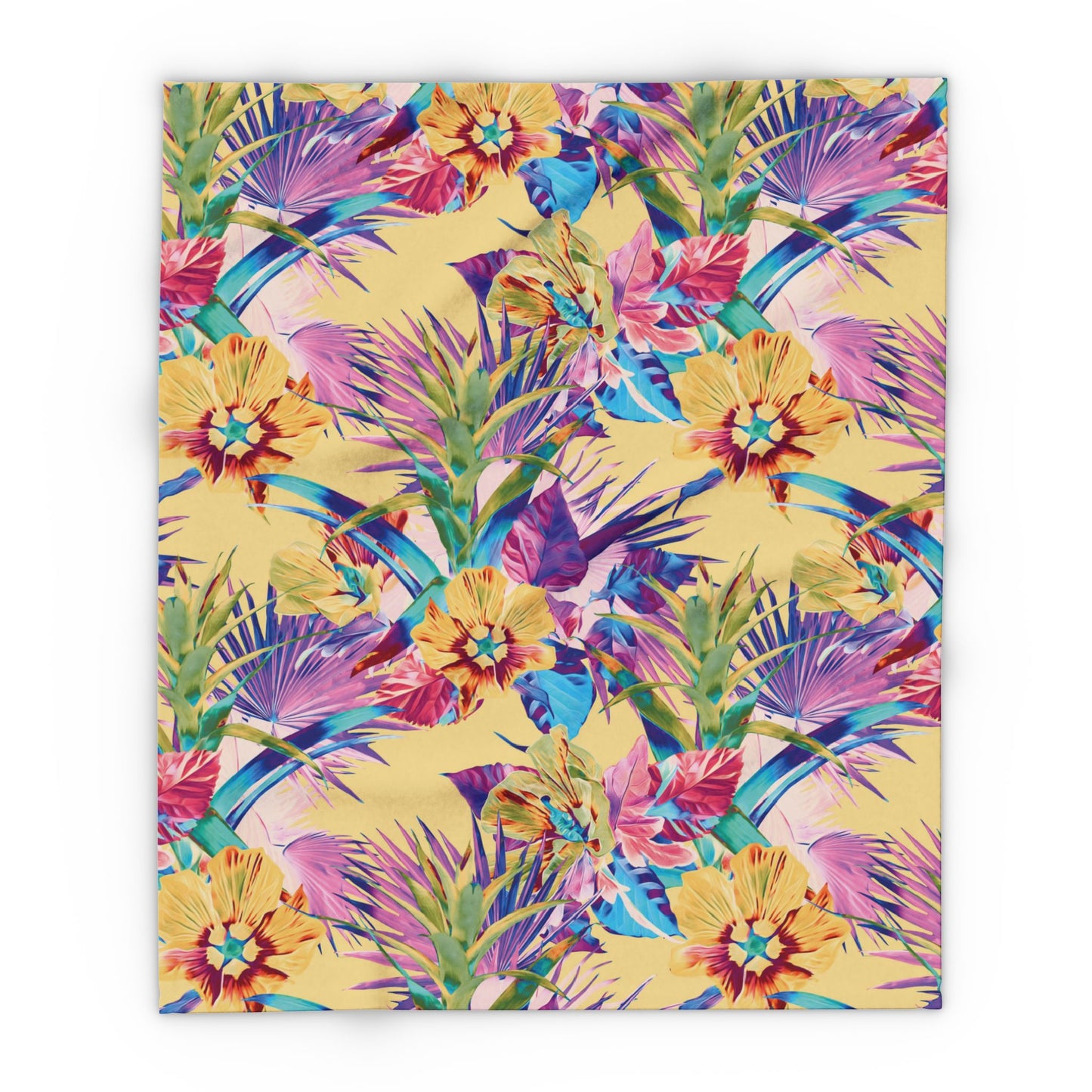 Sorbet Plant Palooza Fleece Blanket - Colorful Tropical Botanical Design