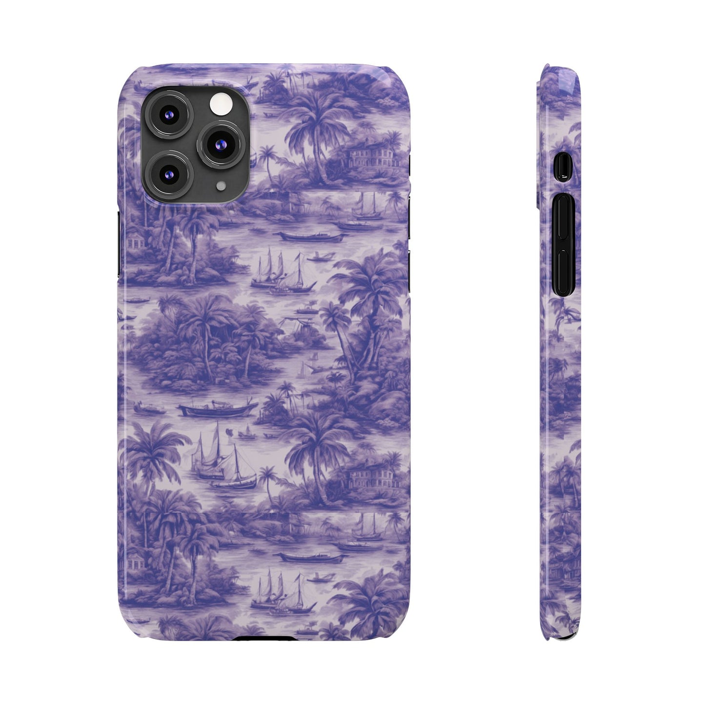 Slim Phone Cases - Tropical Toile #1, purple