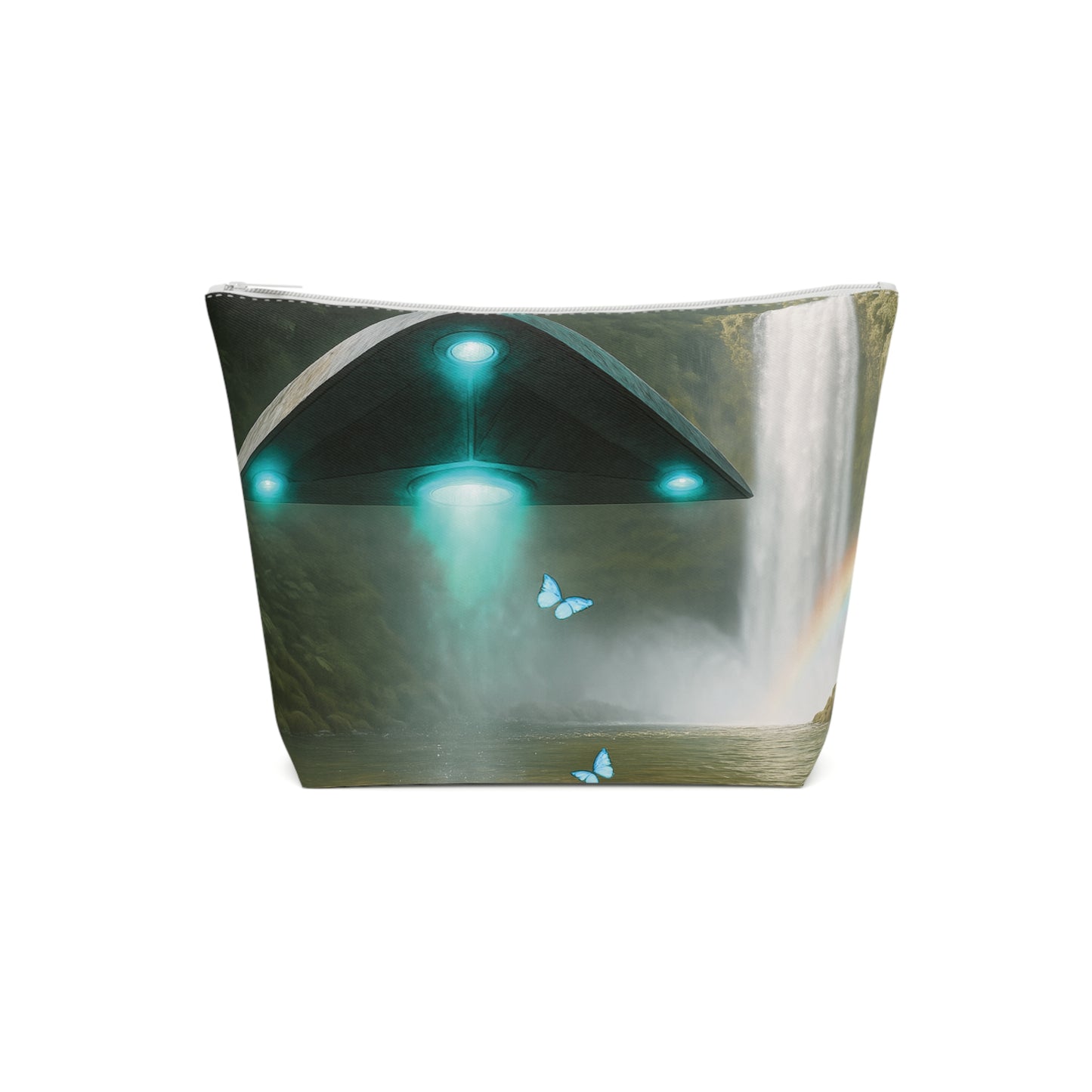 Tropical Cotton Cosmetic Bag, Makeup Pouch, 5 Sizes / UFO and Waterfall