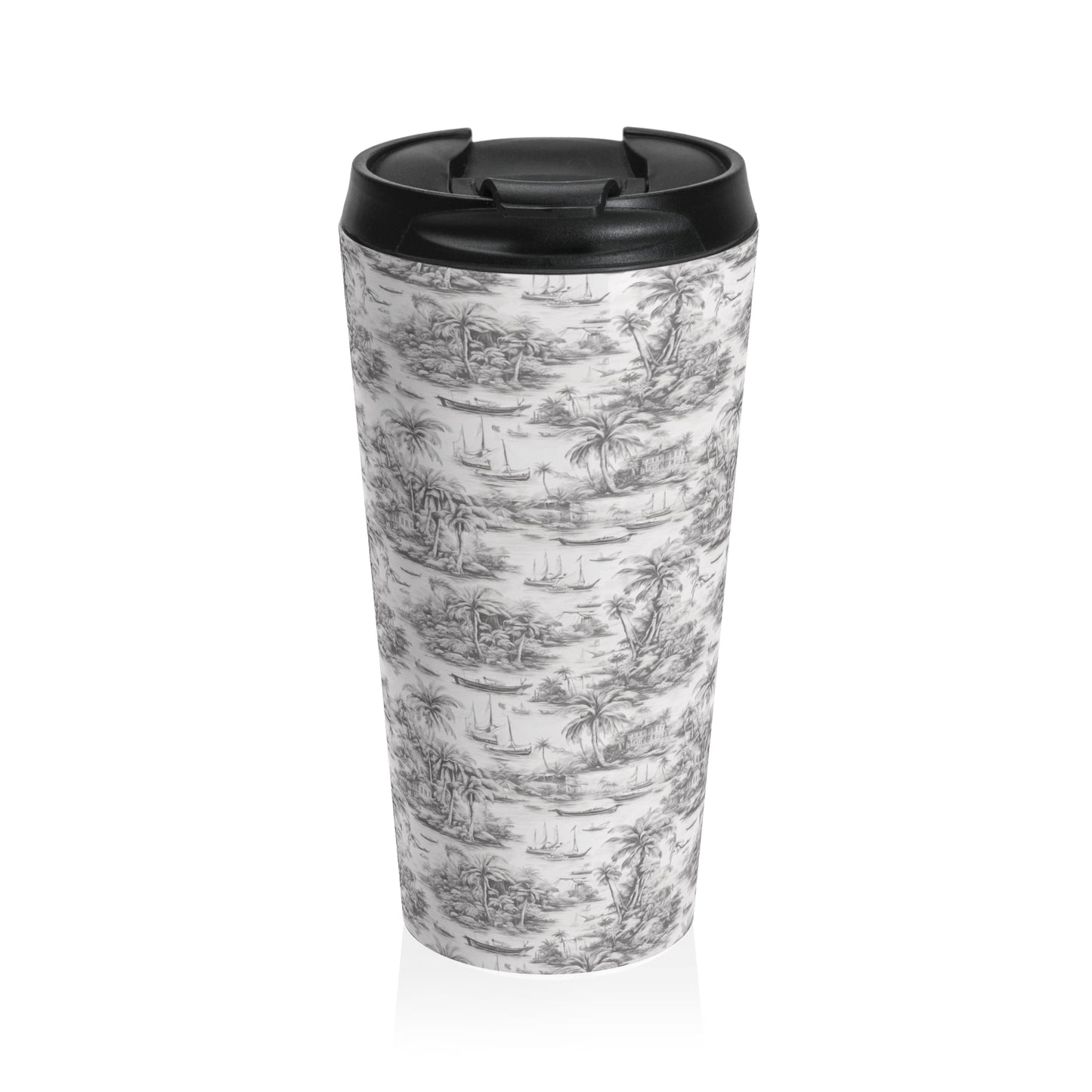 15 oz. Stainless Steel Travel Mug / Tropical Voyage, White