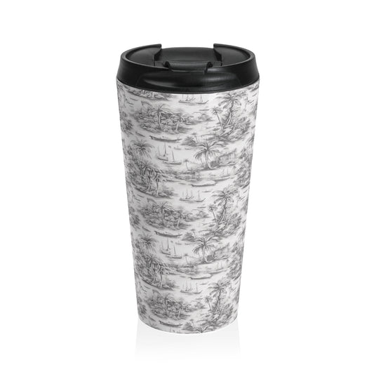 15 oz. Stainless Steel Travel Mug / Tropical Voyage, White