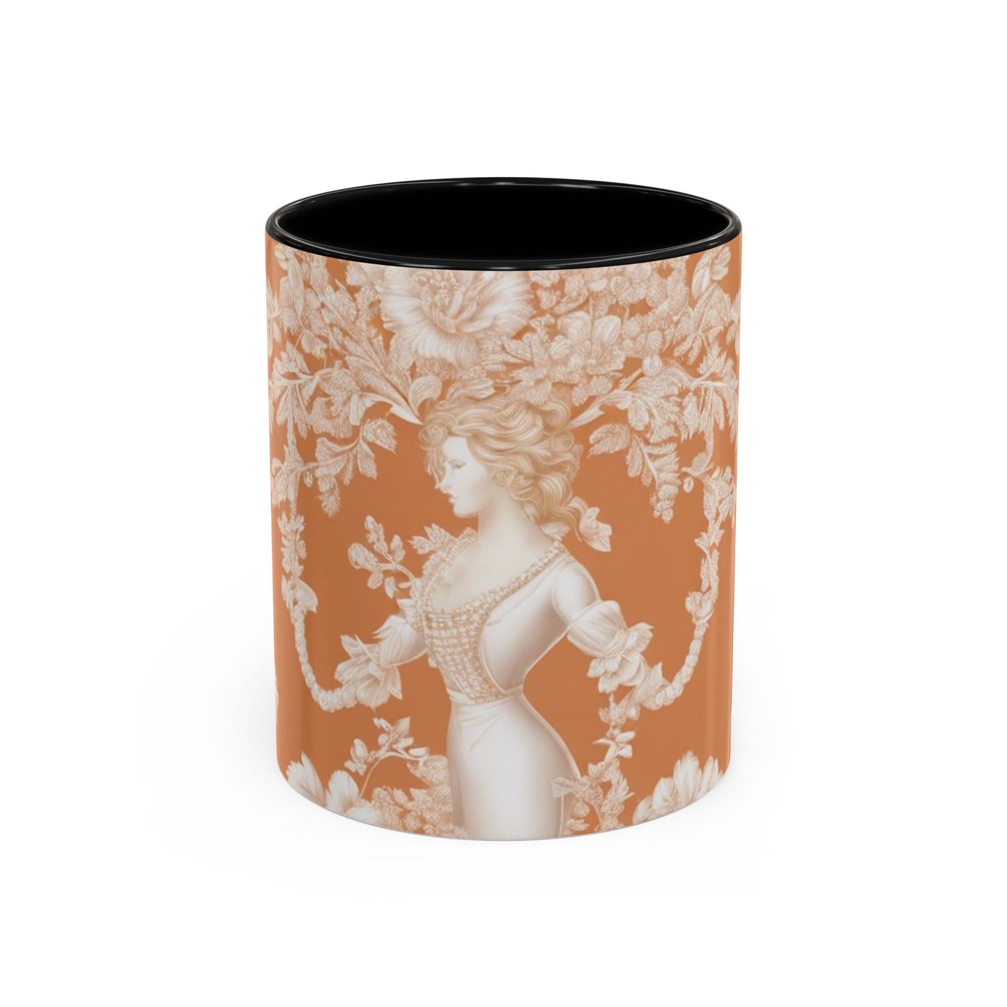 Accent Coffee Mug (11, 15oz), Pearl Lady Toile/Melon, Various Colors