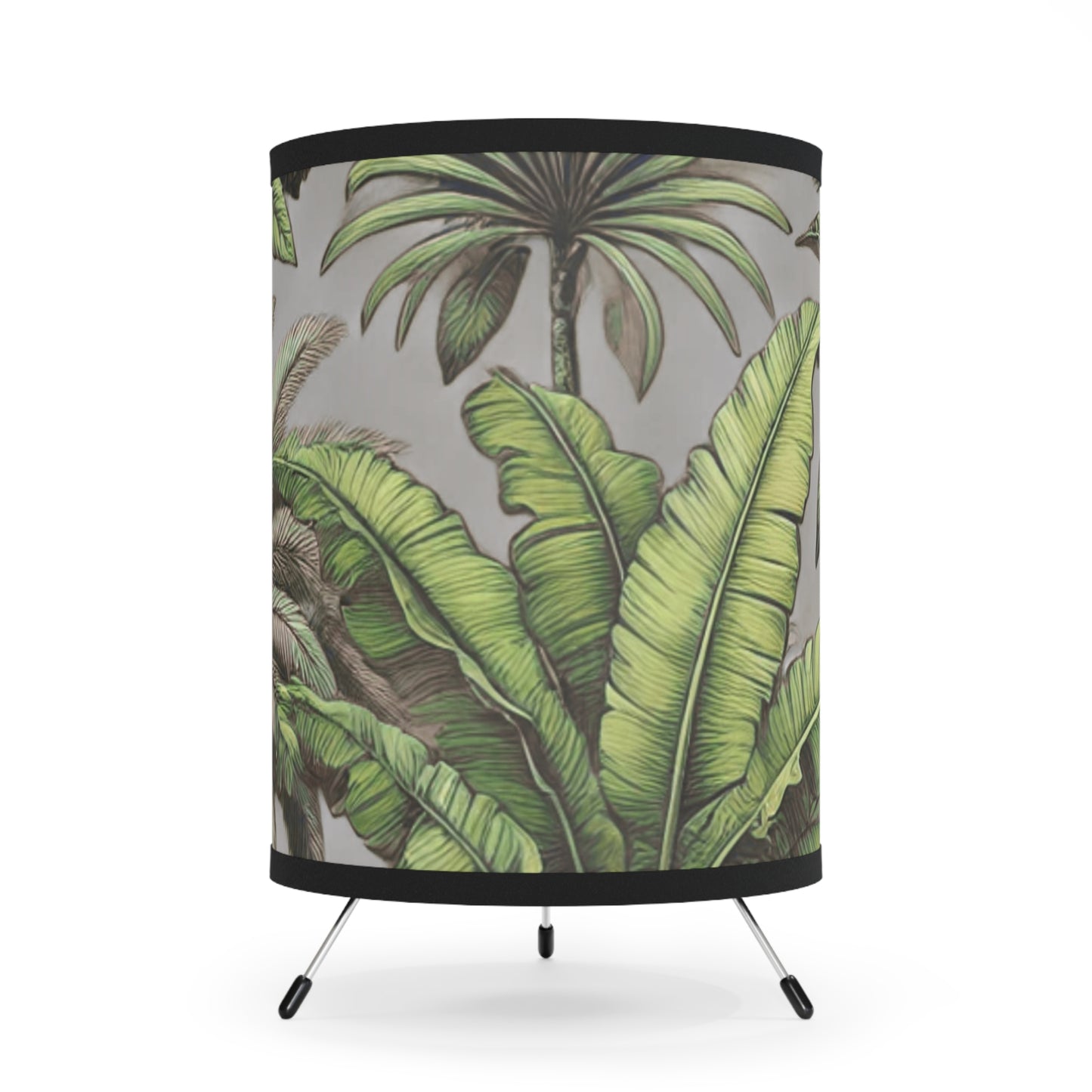 Tropical Fruit/Grey Tripod Lamp with Artistic High-Res Shade - Perfect for Home Décor