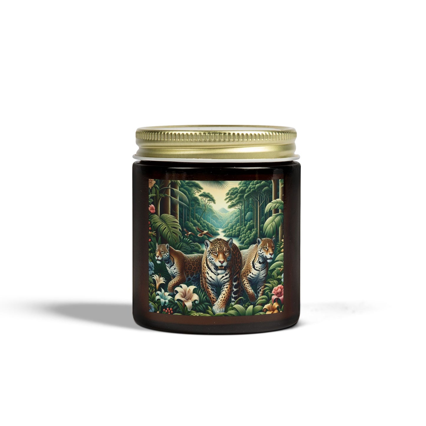 Tropical Jungle Jaguars Scented Candles - Coconut Apricot Wax (4oz, 9oz)