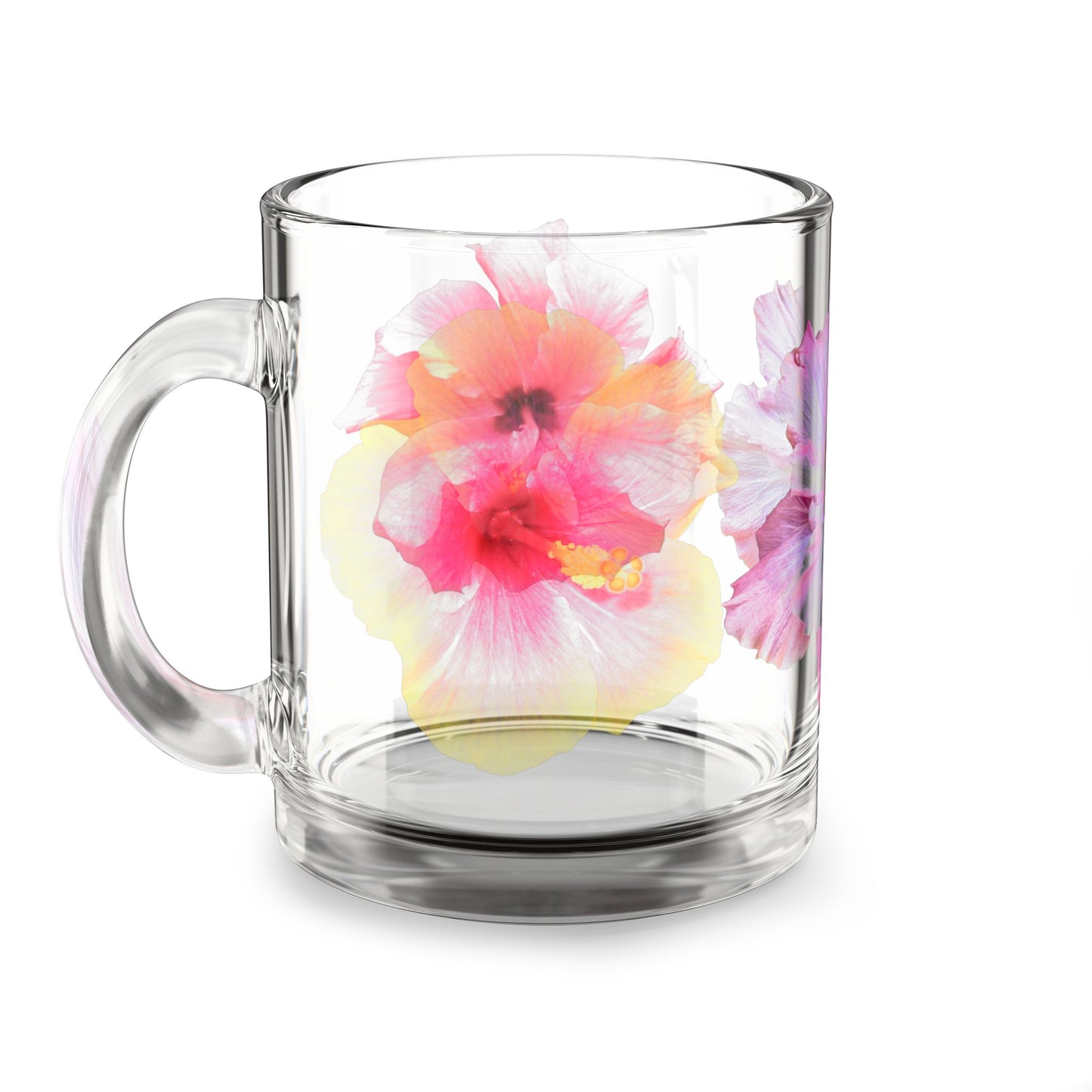 Glass Mug - 10oz, Perfect for Rainforest Lovers / Real Hibiscus Flowers