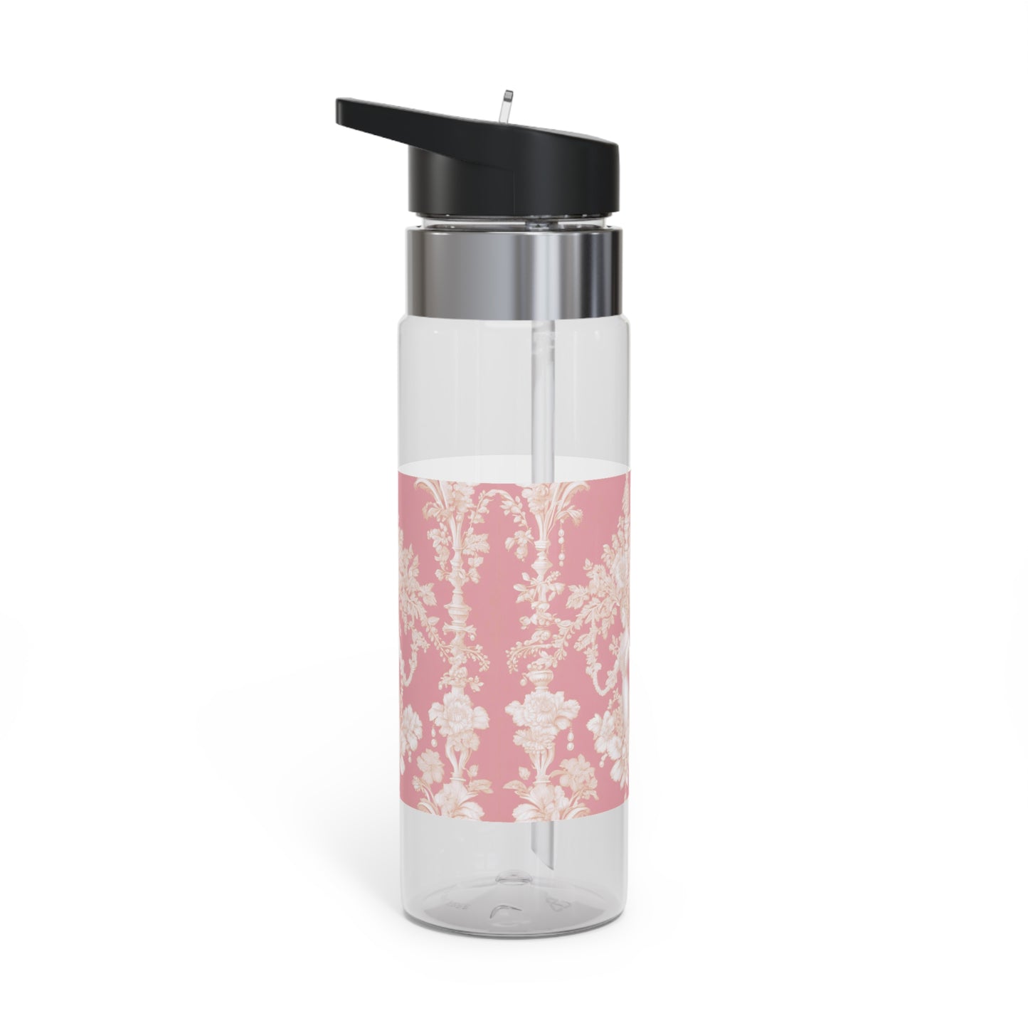 Tropical 20oz Tritan Sport Water Bottle -  Leakproof, Lightweight, BPA-Free / Pearl Lady Toile, Hibiscus Pink