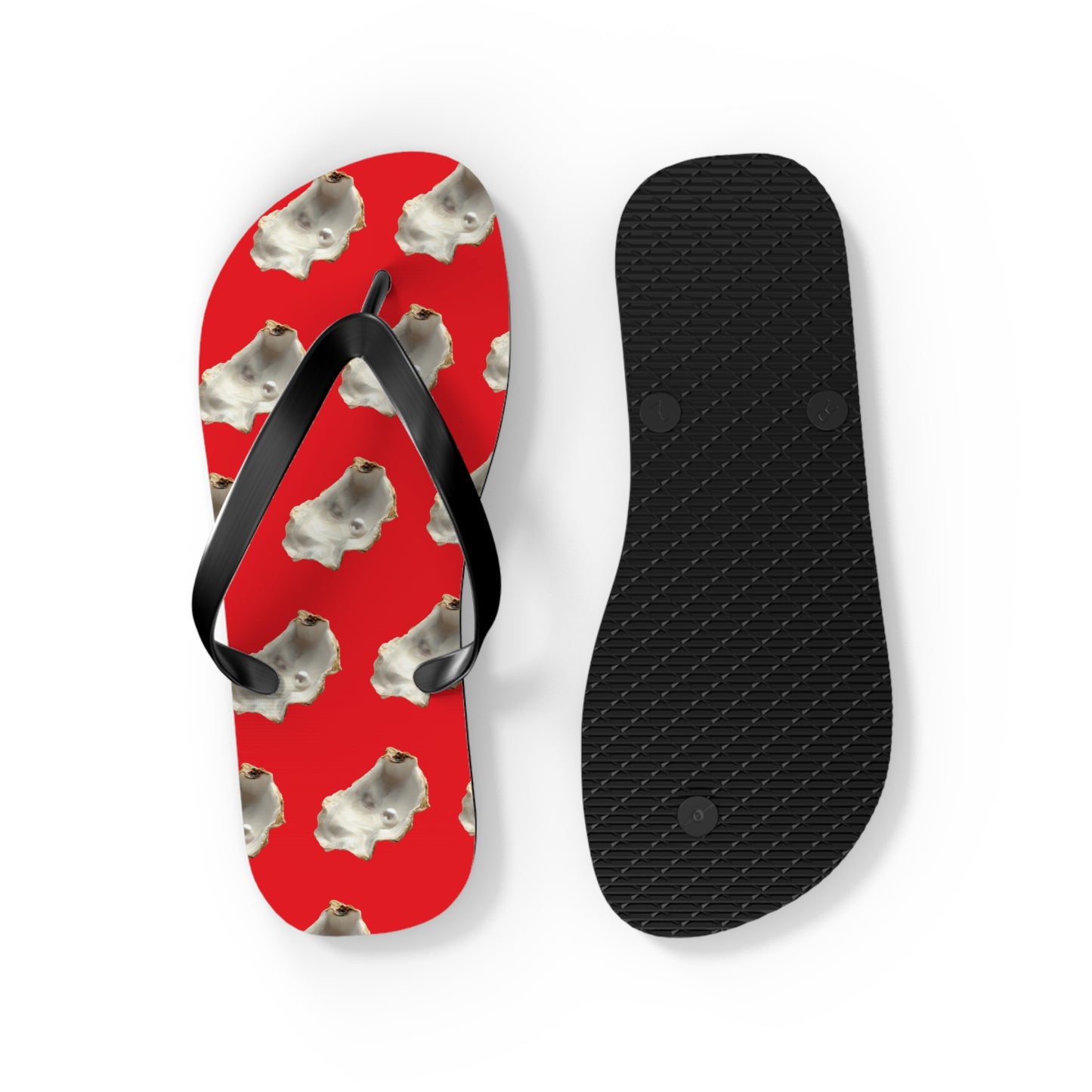 Flip Flops - White Pearl Oyster, red