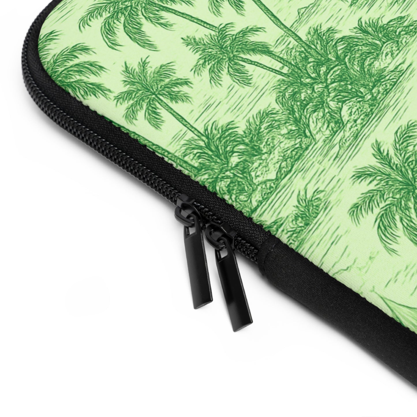 Tropical Laptop Sleeve, 5 Sizes - Perfect for Beach Lovers & Students / Faraway Toile, Green