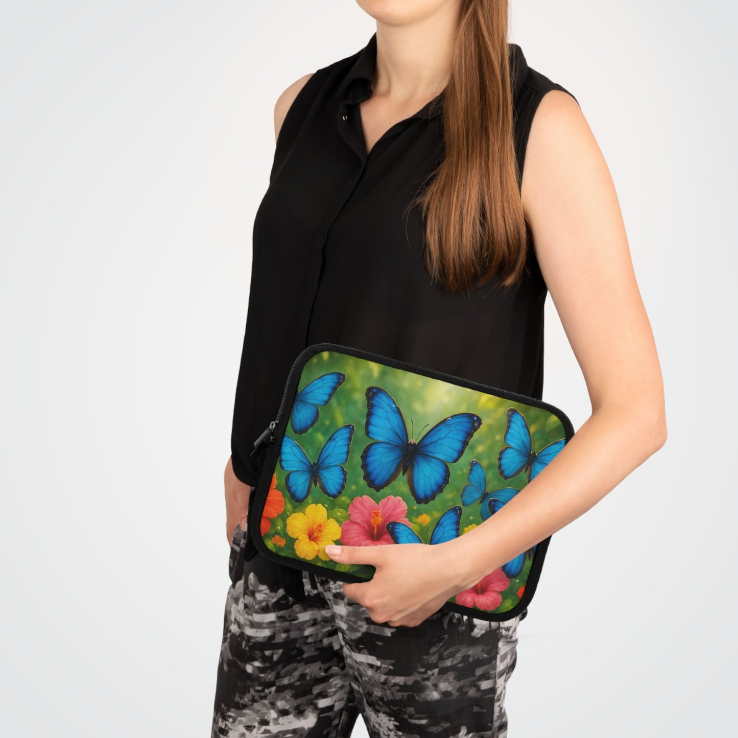 Tropical Laptop Sleeve, 5 Sizes - Perfect for Rainforest Lovers & Students / Morpho Butterfly Flight
