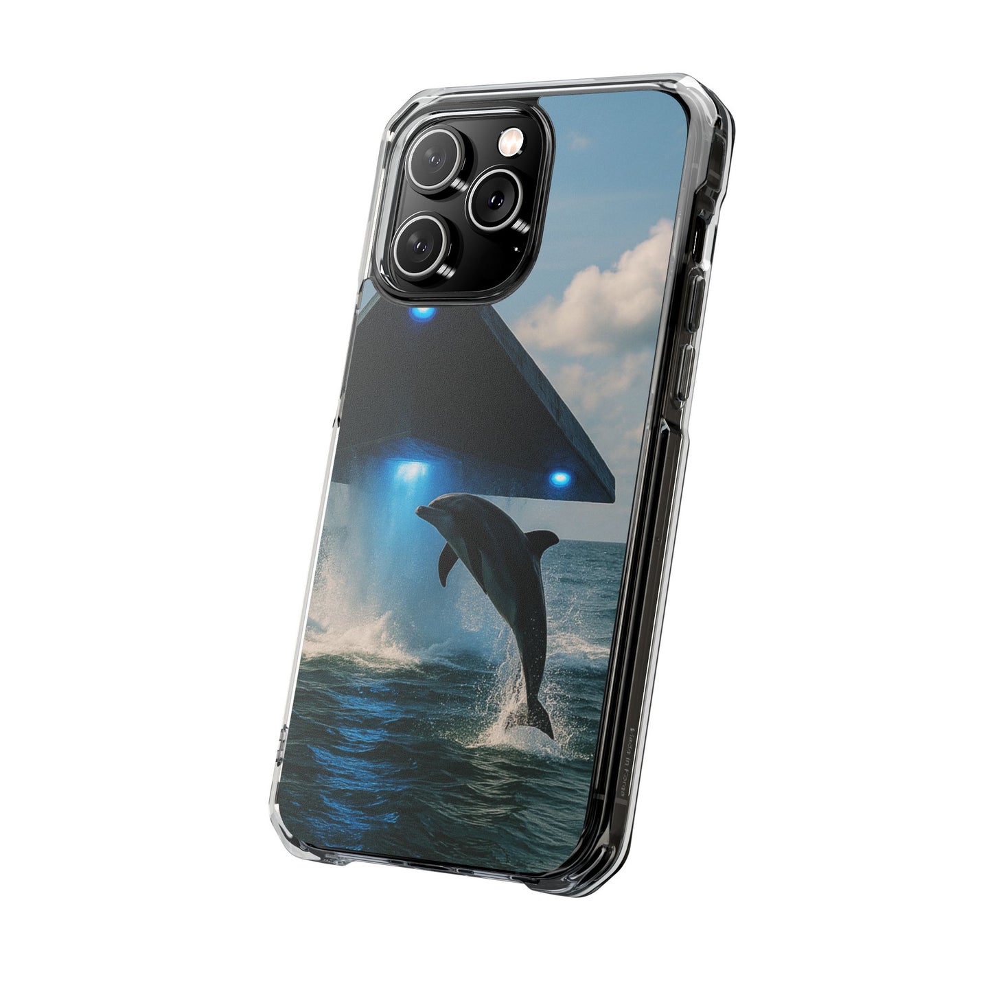 UFO and Dolphin Magnetic Clear Phone Case, Many Models