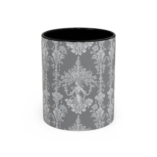 Accent Coffee Mug (11, 15oz), Pearl Lady Toile/Slate Repeat, Various Colors