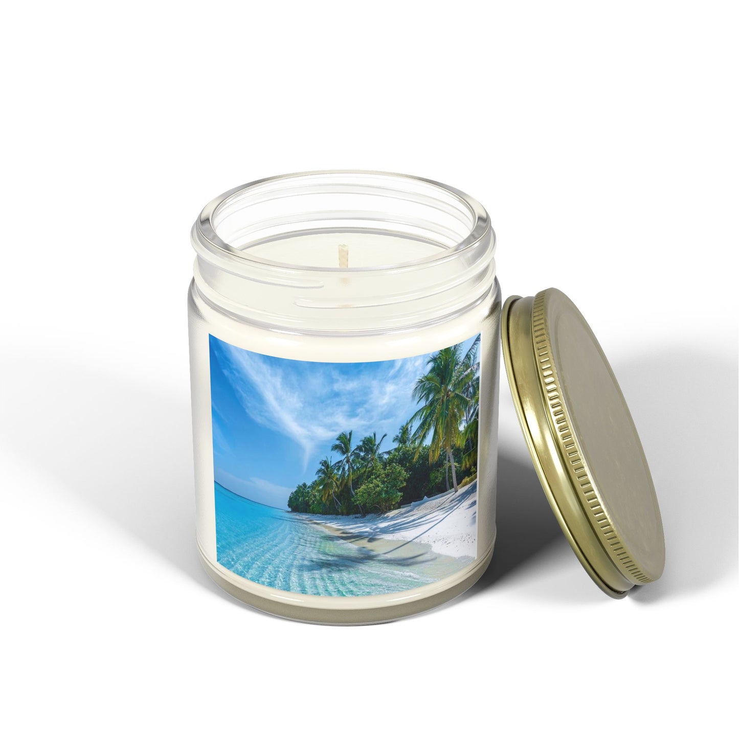 Scented Candles, Coconut Apricot Wax (4oz, 9oz) - Calming Private Beach