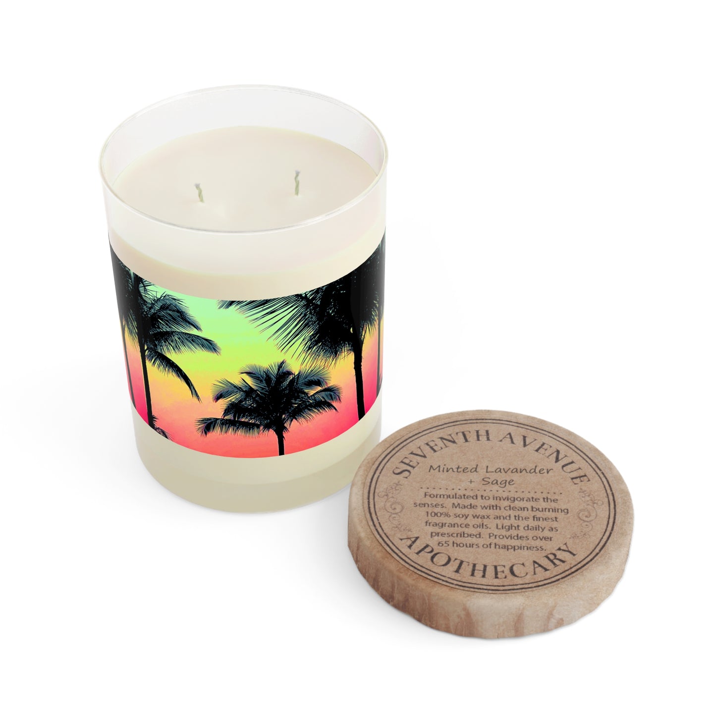 Palm Glow Sangria Scented Candle - 11oz Full Glass, Tropical Decor