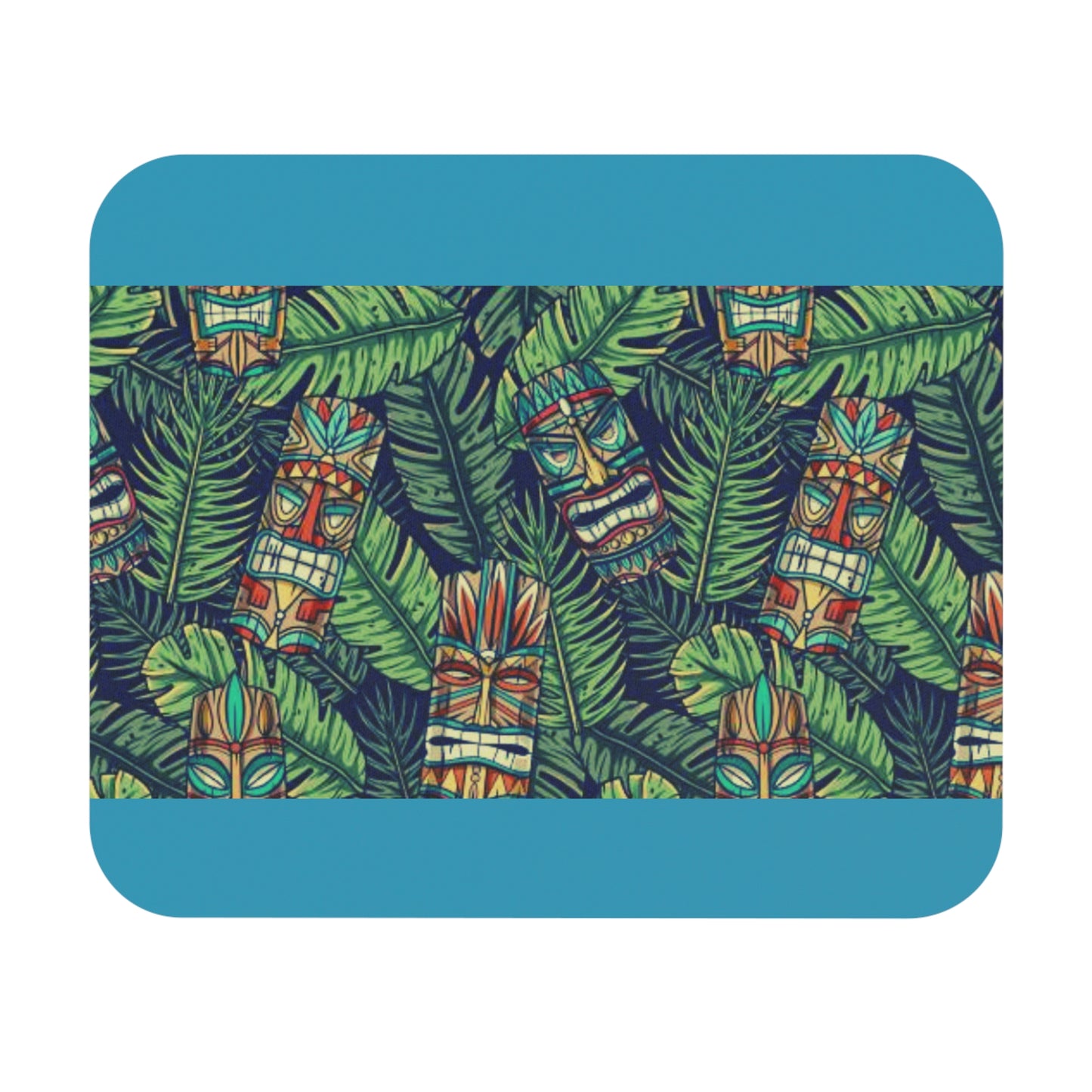 Mouse Pad (Rectangle) - Tiki Greenery, Turquoise