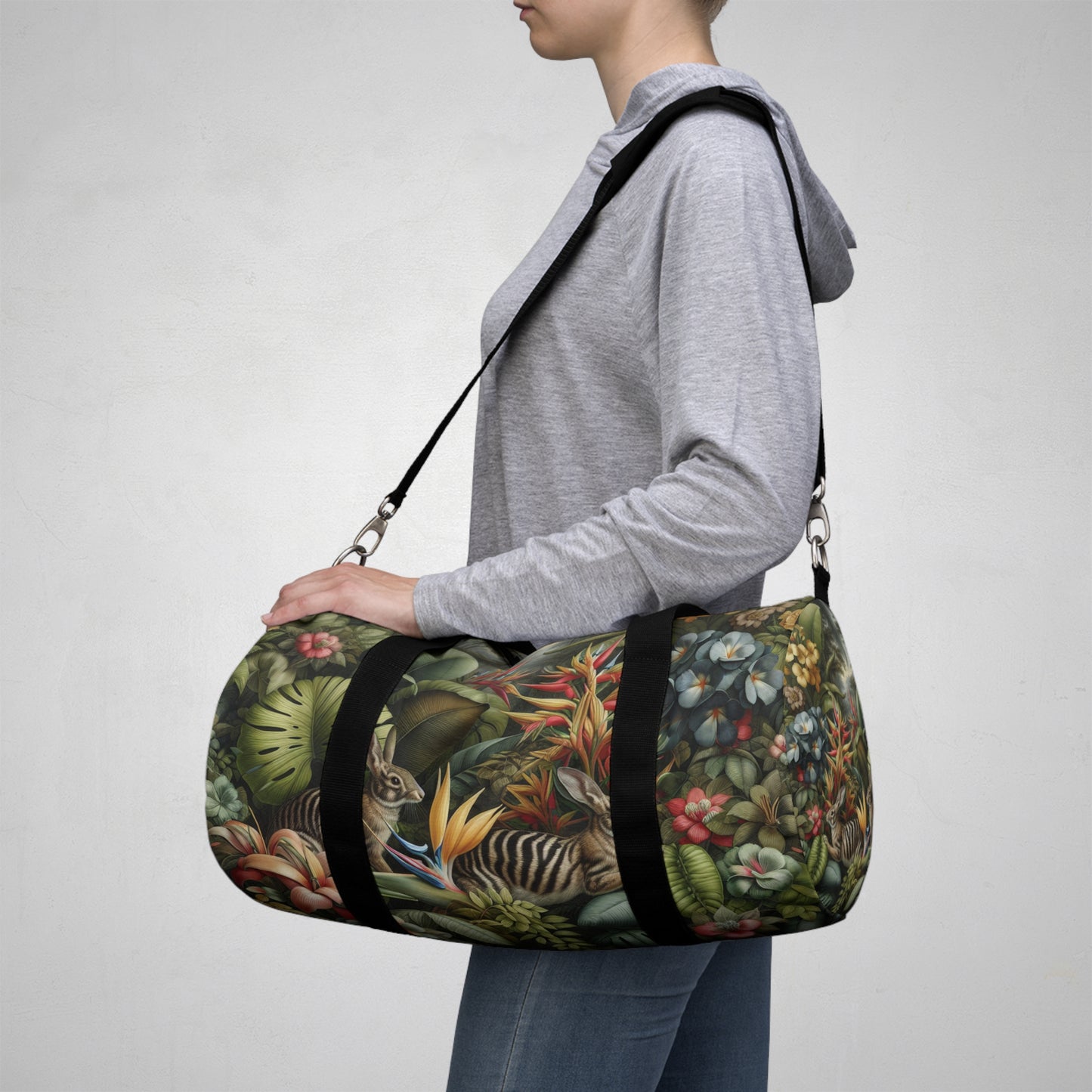 Tropical Duffel Bag - Perfect for Travel and Gym / Rainforest Rabbit Outing