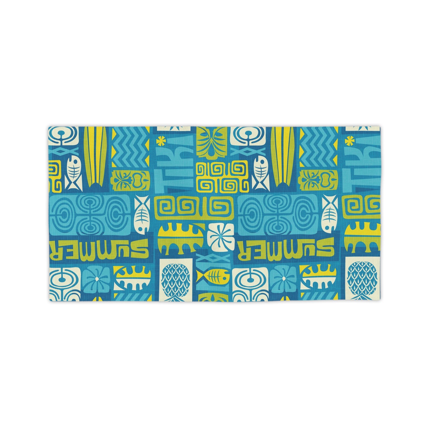 Vibrant Summer Beach Towels, 3 sizes – Tropical Print for Sun Lovers / Tiki Poster Blue