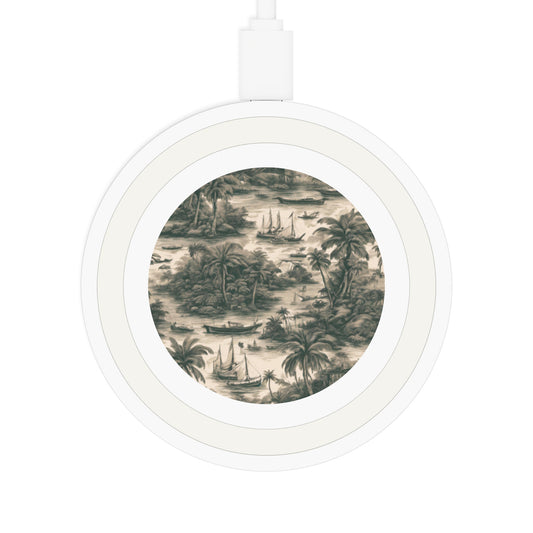 Quake Wireless Charging Pad - Tropical Toile #1, Black