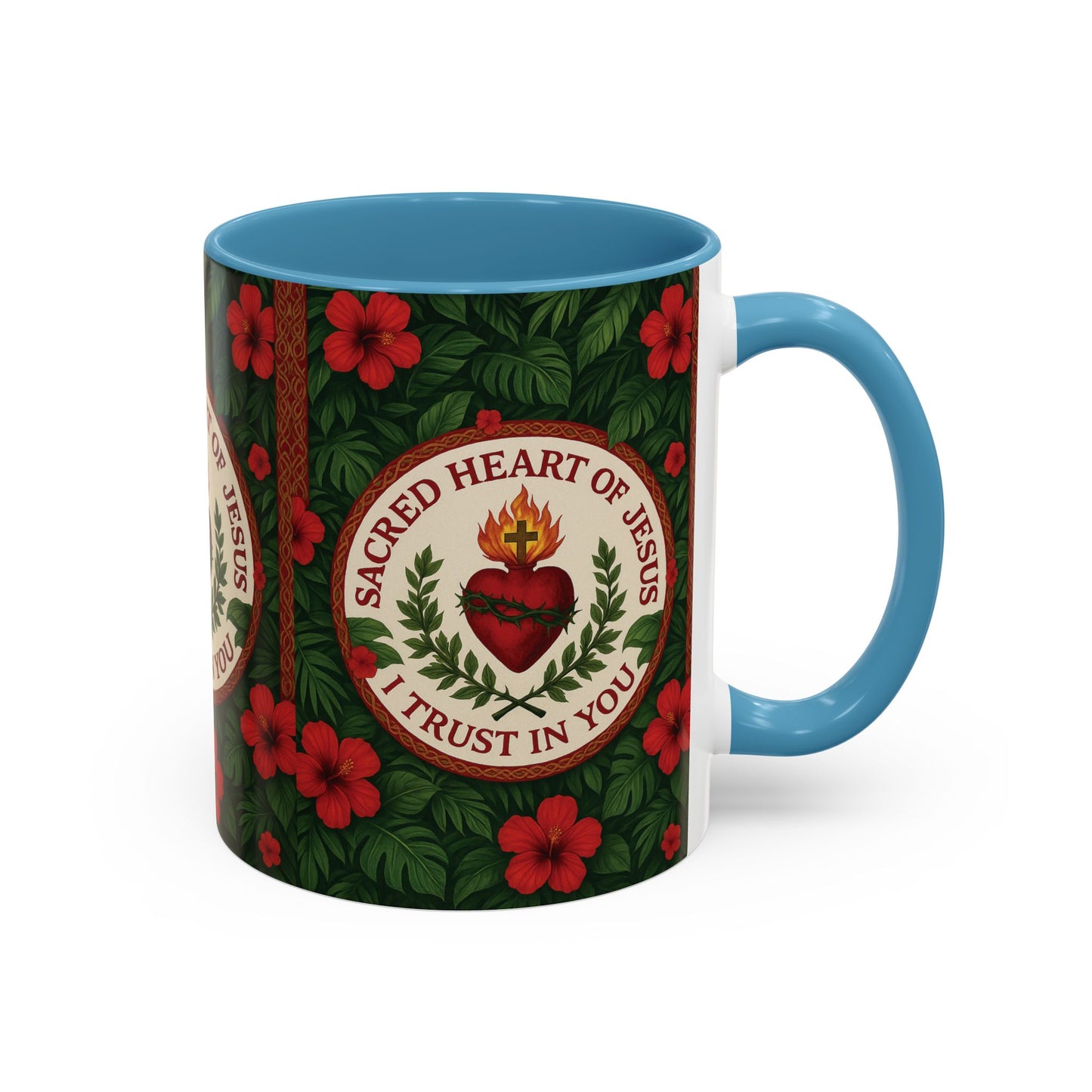 Religious Accent Color Coffee Mug (11, 15oz) / Sacred Heart of Jesus Prayer, Various Colors