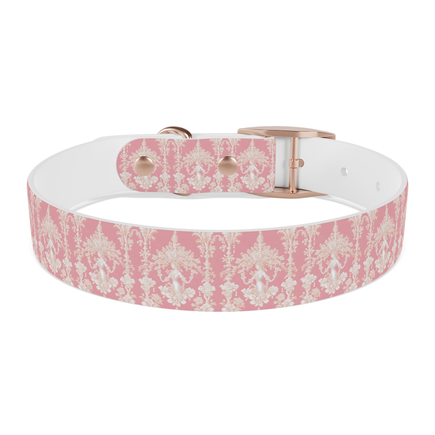 Dog Collar - Pearl Lady Toile, hibiscus pink