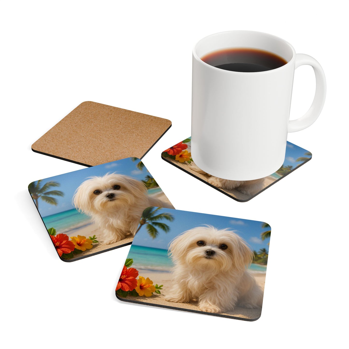 Coaster Set - Puppy Ariel at the Beach