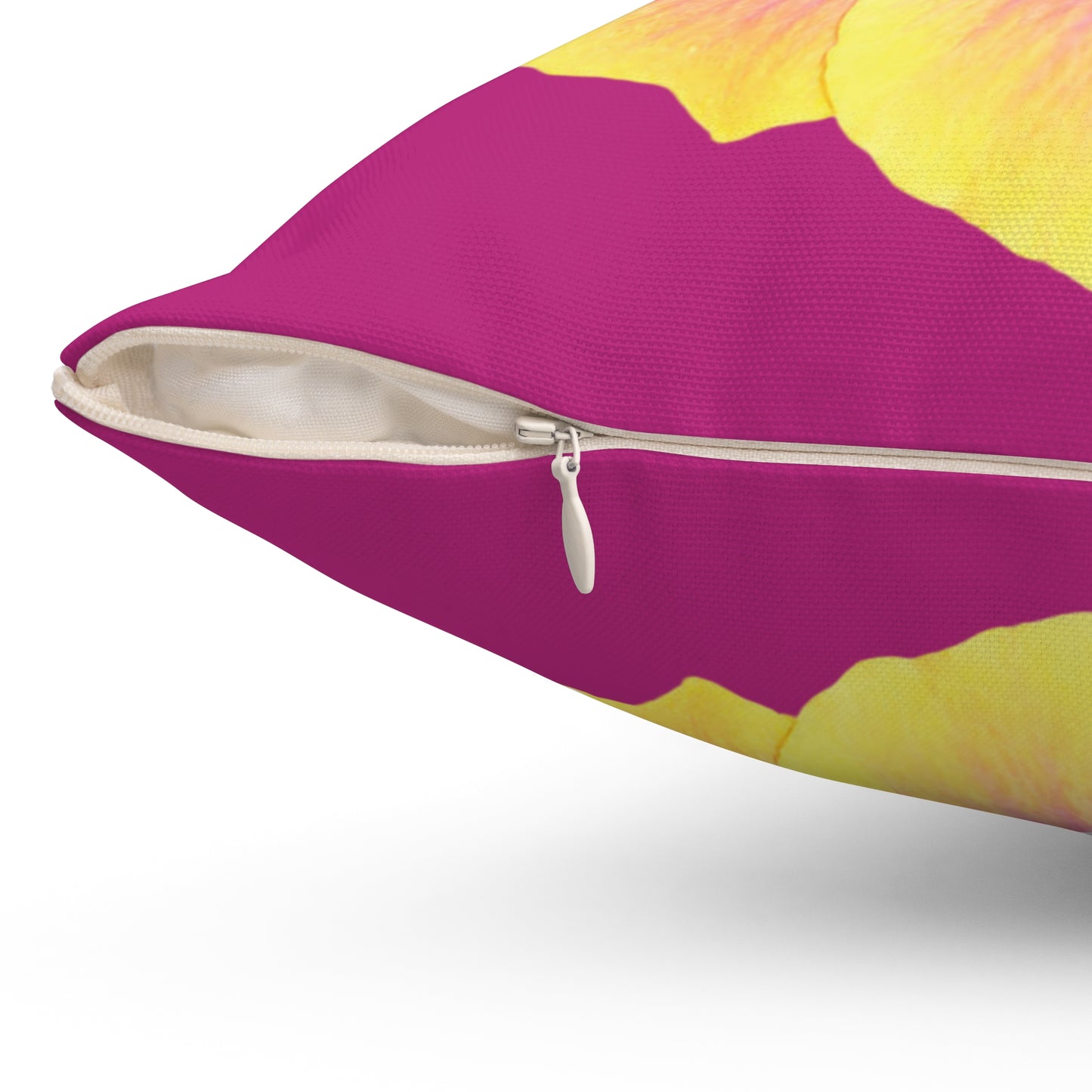 Decorative Pillow - Accent Cushion, 4 Sizes / Photo Yellow Hibiscus, Pink