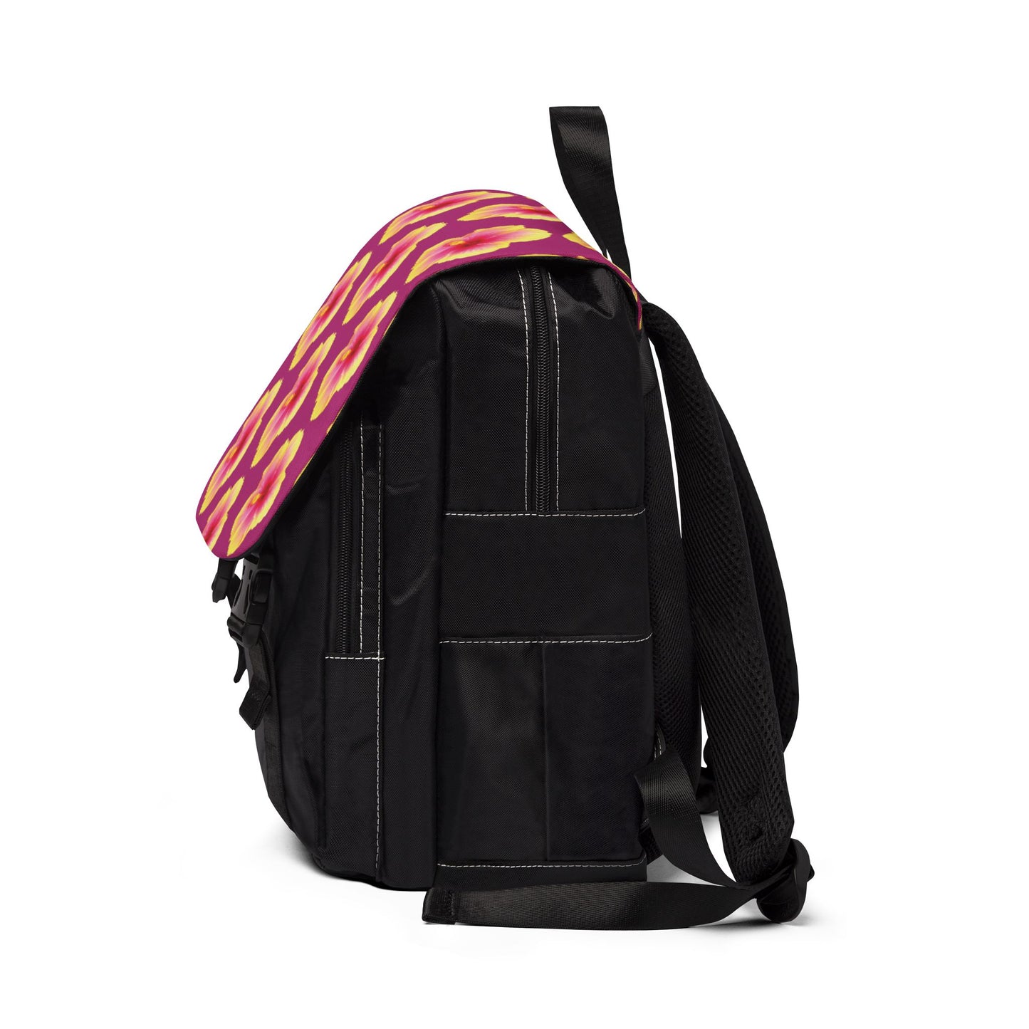 Yellow & Pink/Pink Hibiscus Flower Casual Backpack - Perfect for Everyday Adventures