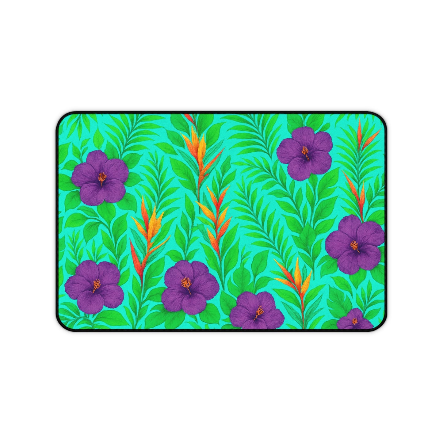 Tropical Paradise Desk Mat, 3 Sizes - Perfect for Home Office - Midnight Flower Green