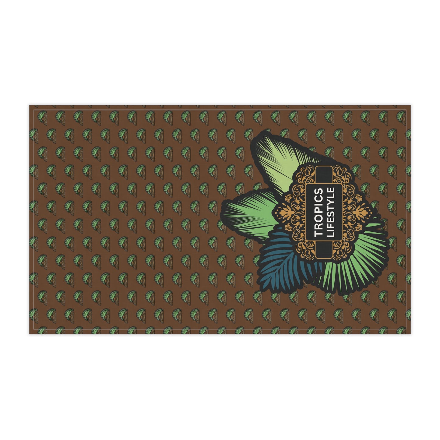 Tea Towels (cotton, poly), Tropics Lifestyle Deco Plant Logo, Micros Brown