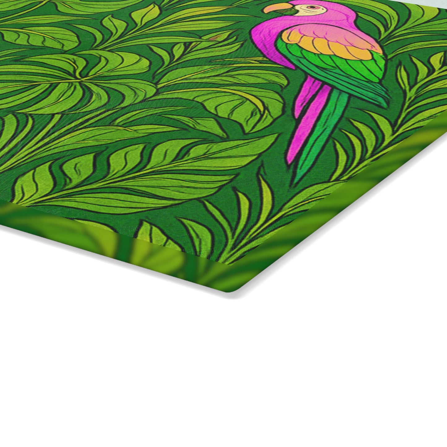 Glass Cutting Board, 2 sizes - Parrot Family/Pink